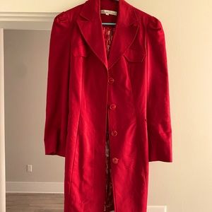 Kenneth Cole size L red trench coat with belt